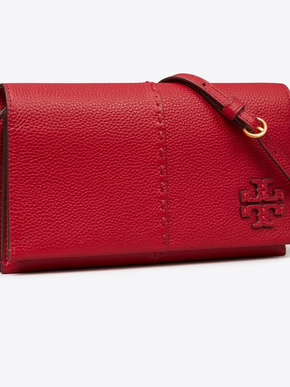 Tory Burch McGraw Red Pebbled Leather Wallet Crossbody (NWT)